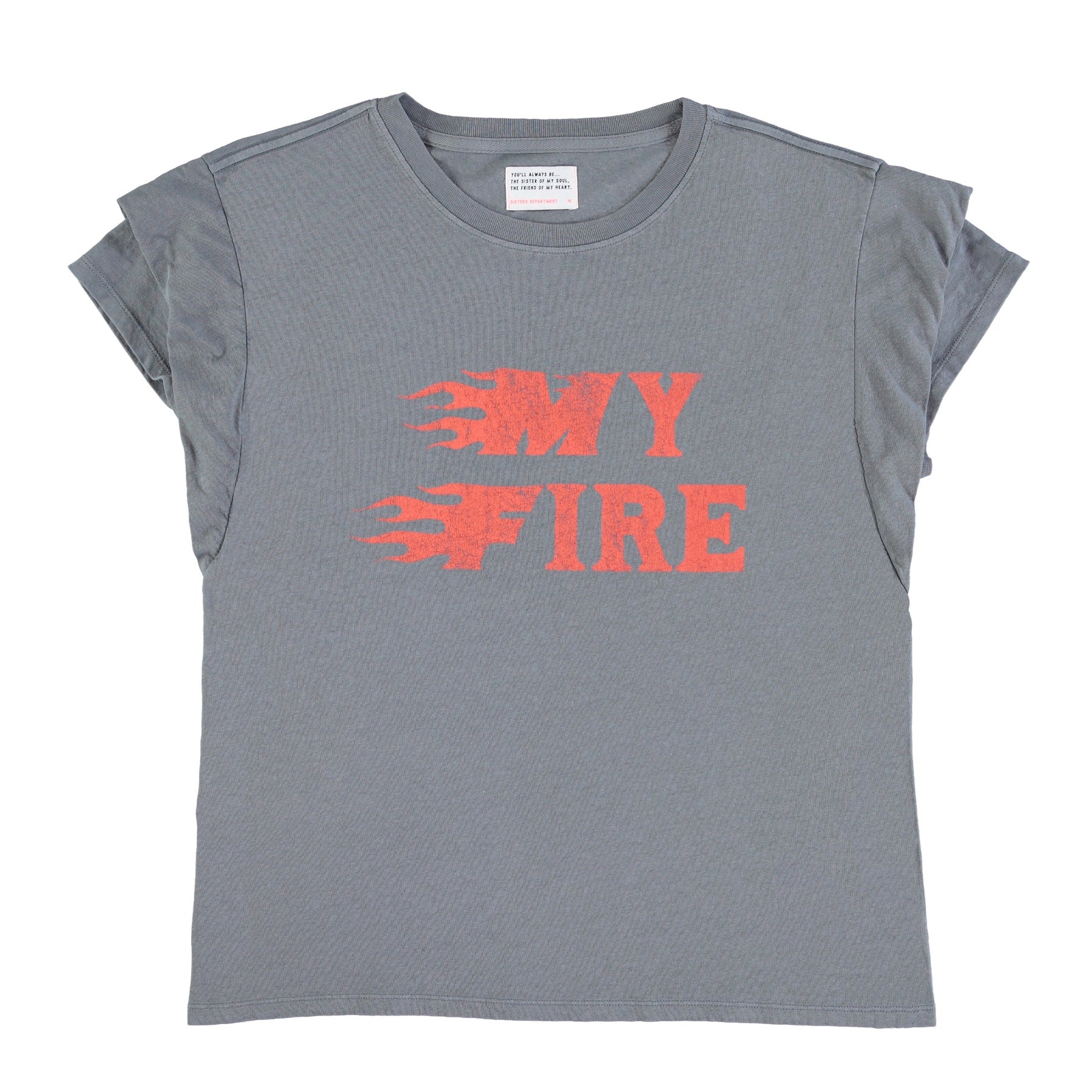 Double short sleeve t-shirt | Dark grey w/ "my fire"print