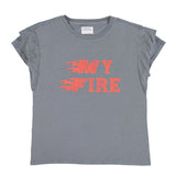 Double short sleeve t-shirt | Dark grey w/ "my fire"print