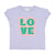 Double short sleeve t-shirt | lavender w/ "love" print