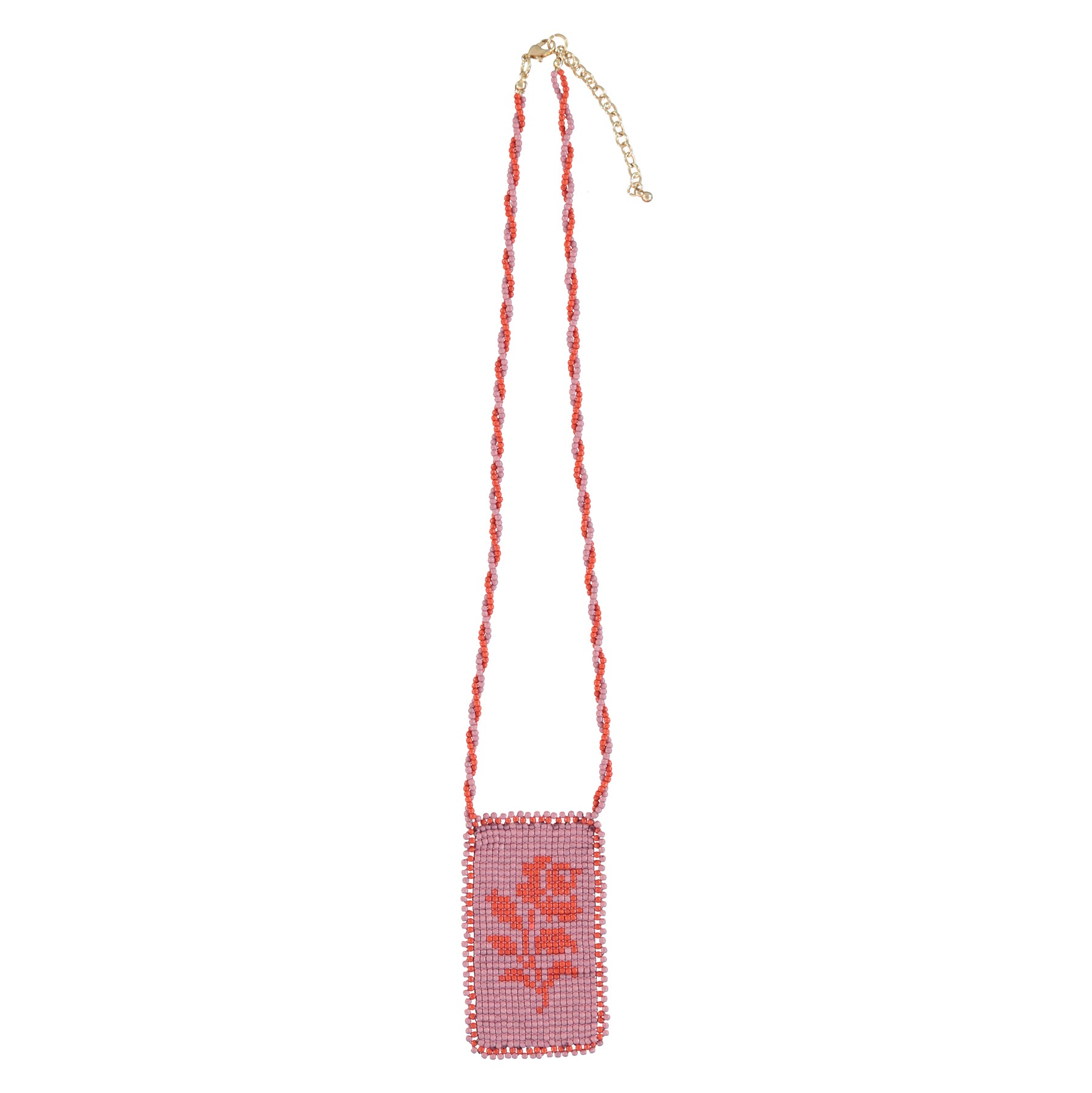 Glass bead necklaces | Pink & purple flower