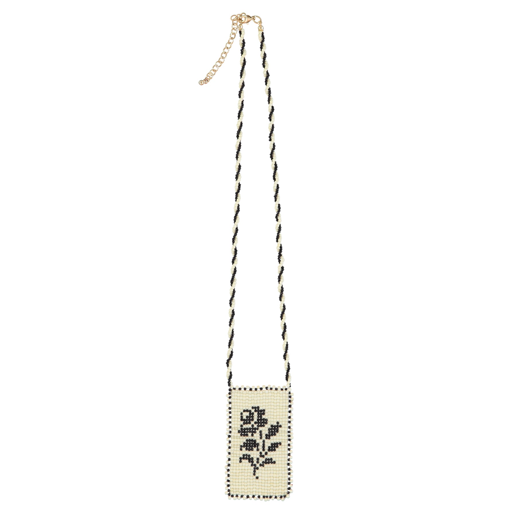 Glass bead necklaces | White & black flower