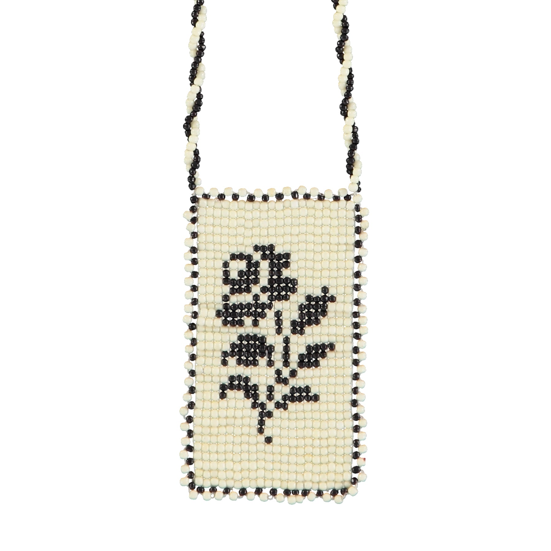 Glass bead necklaces | White & black flower
