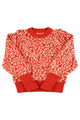 Knitted soft sweater | Red & ecru w/ animal print