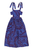 Long dress | Blue & bordeaux printed