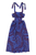 Long dress | Blue & bordeaux printed