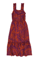 Long dress | Orange & purple printed