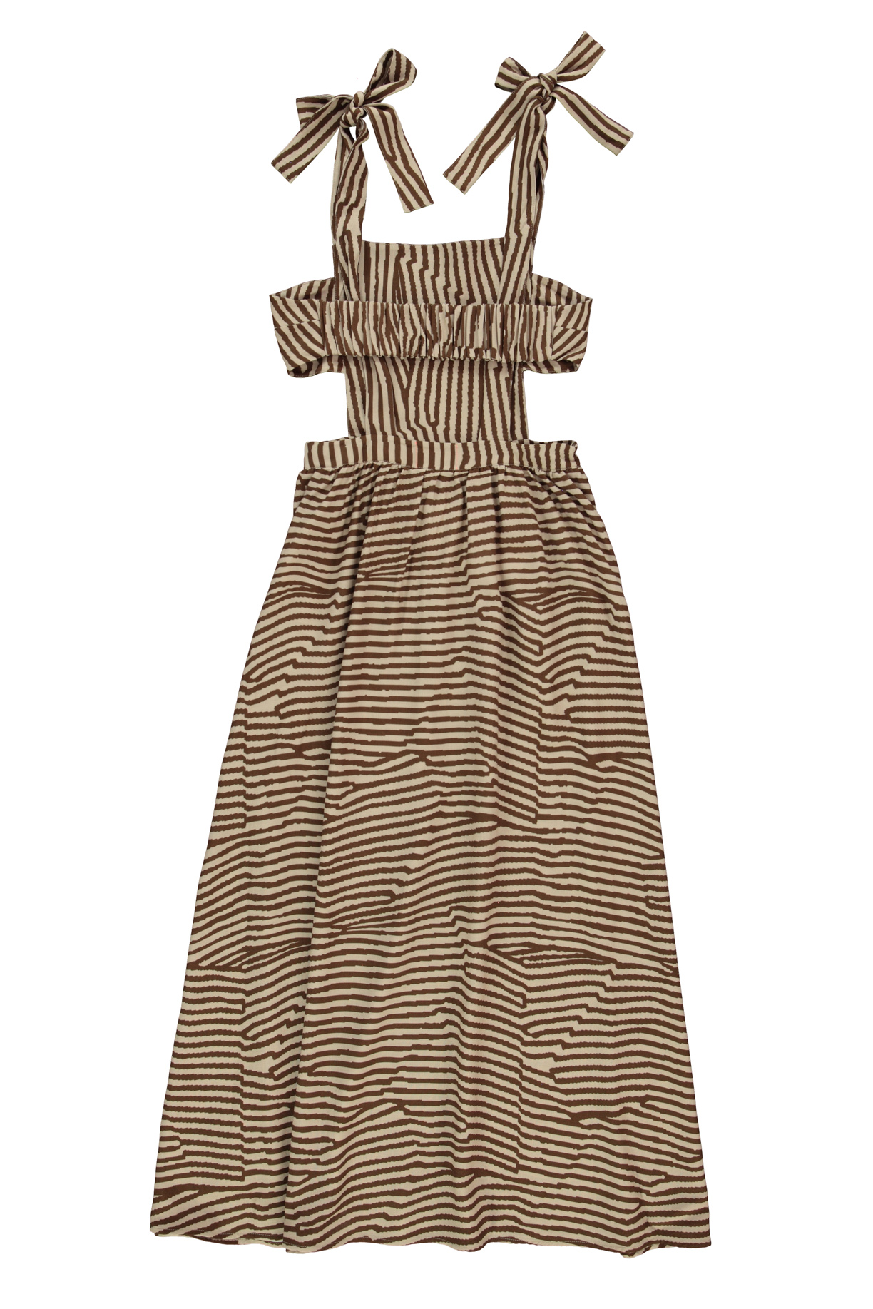 Long dress | Sand & browns stripes printed