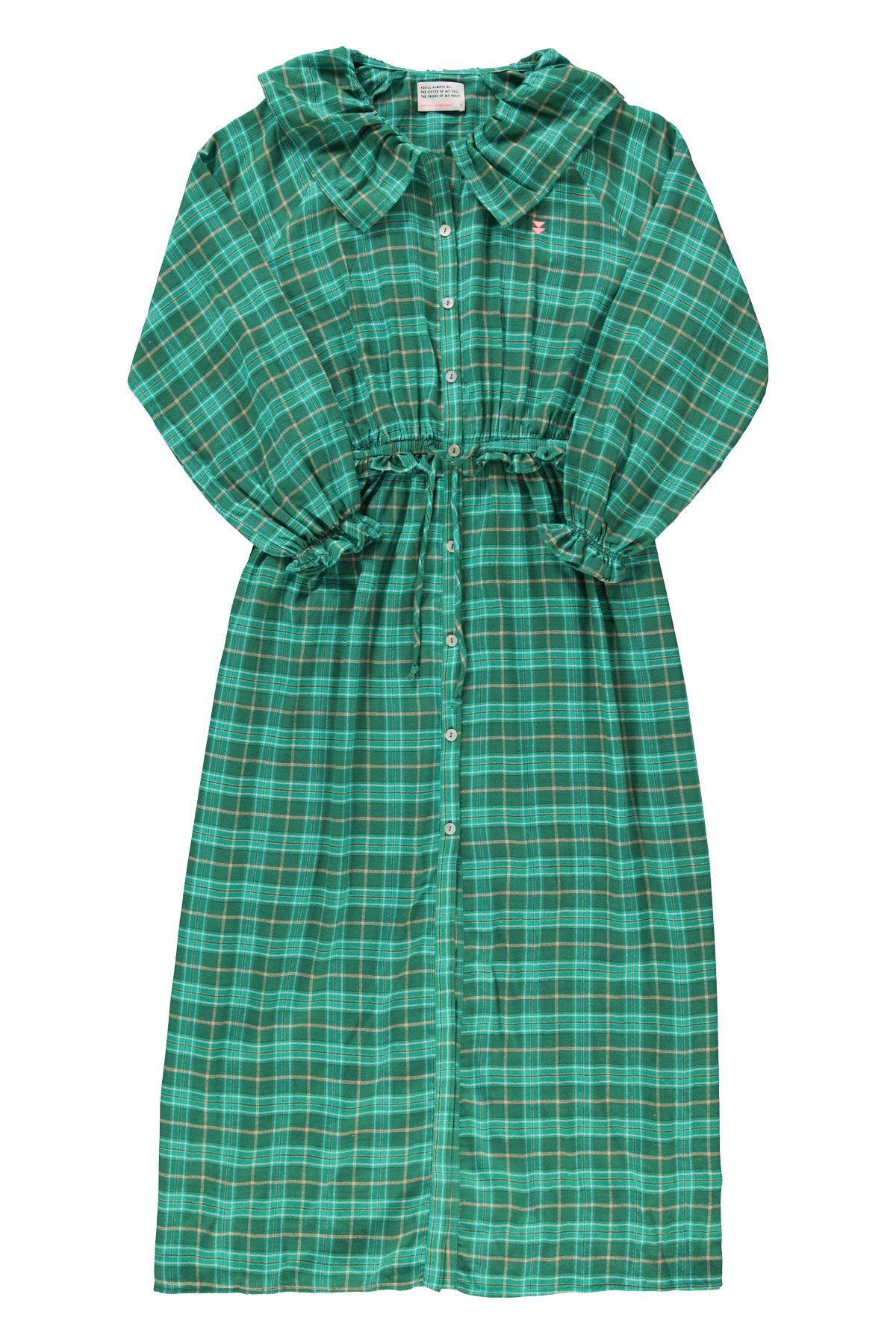 Long dress w/ collar | Green checkered