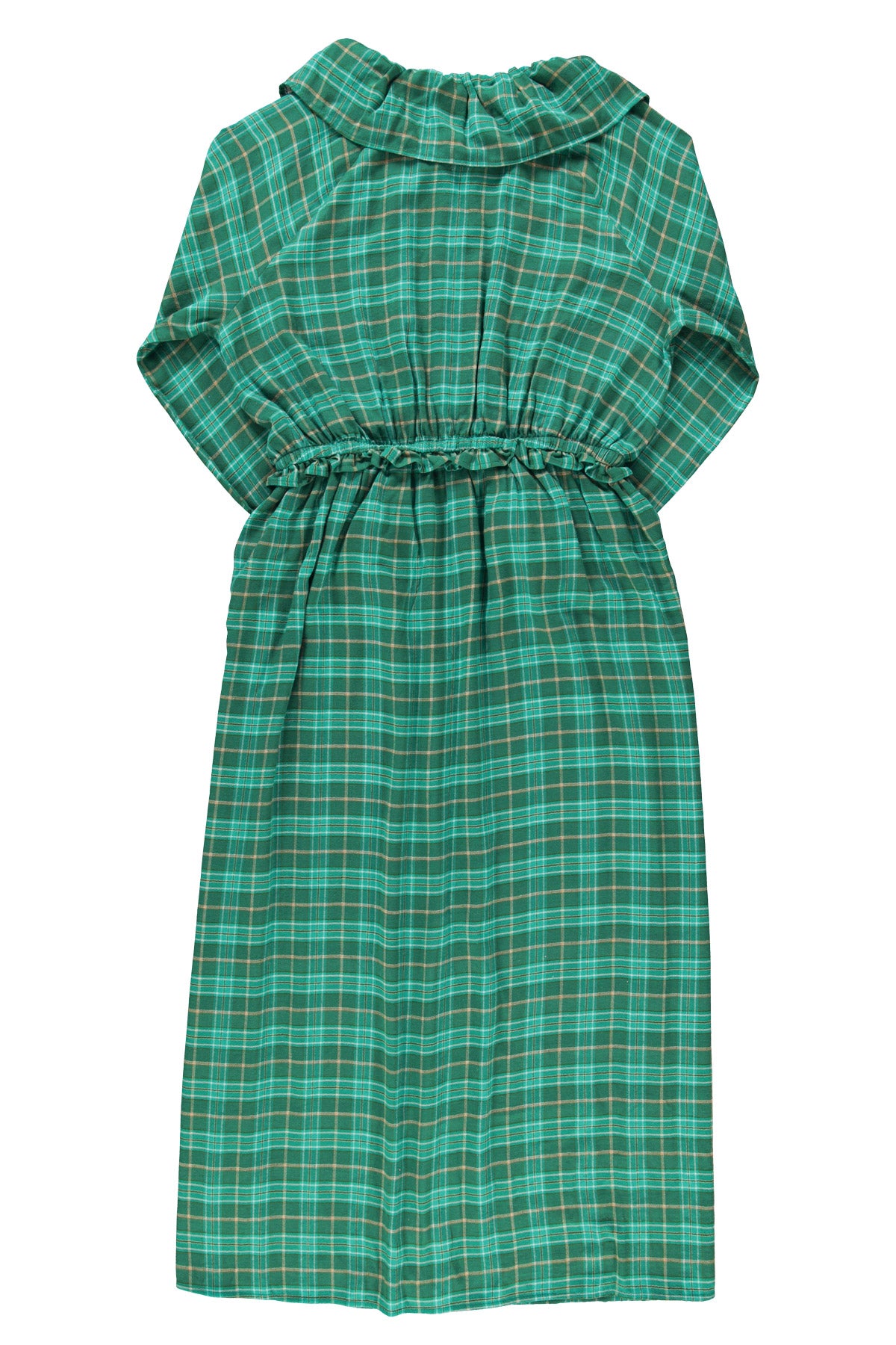Long dress w/ collar | Green checkered