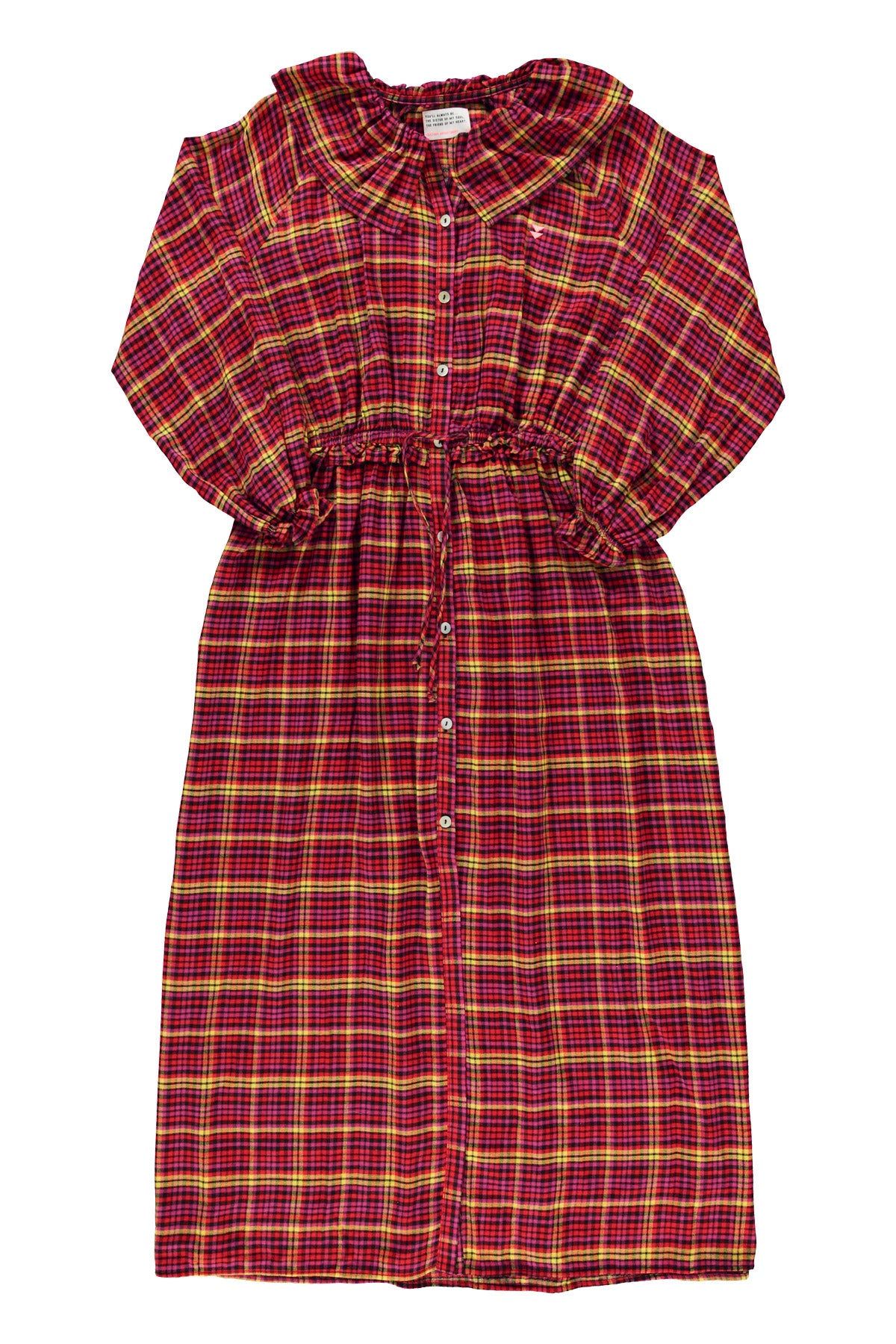 Long dress w/ collar | Pink checkered