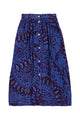 Long skirt | Blue & bordeaux printed