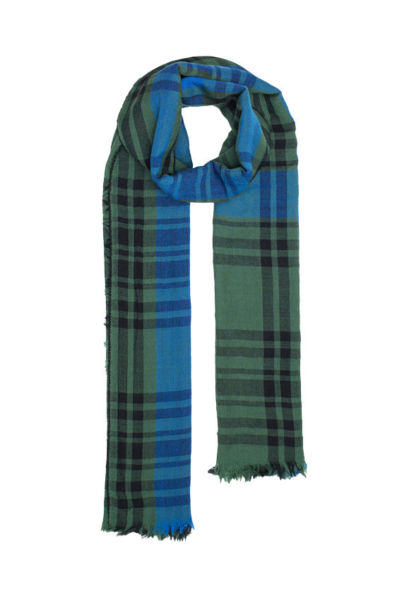 Wool Echarpe | Checkered Green