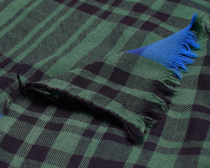 Wool Echarpe | Checkered Green