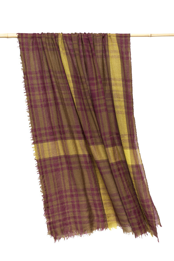 Wool Echarpe | Checkered Khaki