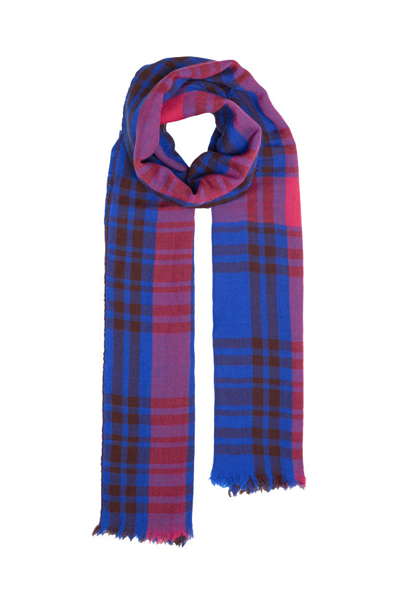 Wool Echarpe | Checkered Royal Blue