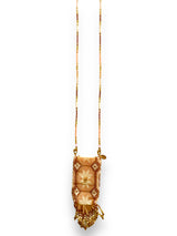 Necklace glass beads pocket | light pink & beige