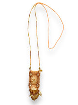 Necklace glass beads pocket | light pink & beige