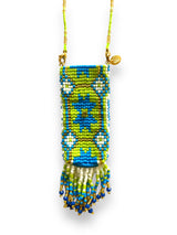 Necklace glass beads pocket | green & blue