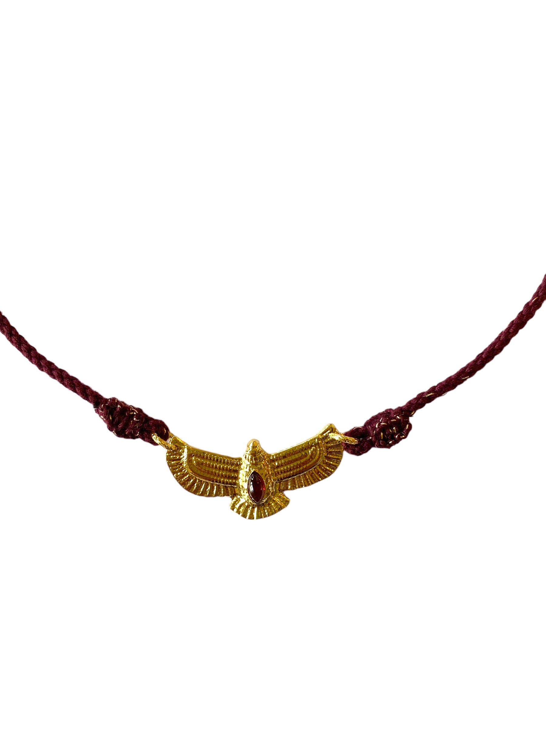Necklace eagle | bordeaux cord