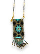 Necklace glass beads pocket | black & turquoise