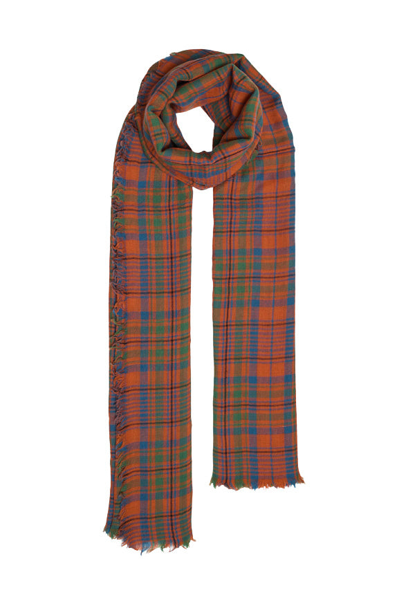 Wool Echarpe | Checkered Orange