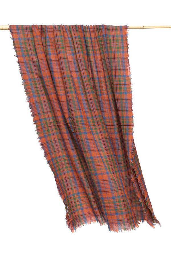 Wool Echarpe | Checkered Orange