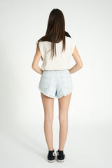 Sleeveless t-shirt w/ round neck | Ecru w/ "2 tango" print