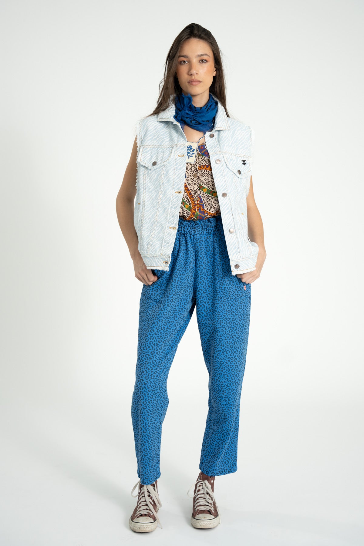 Trousers | Blue w/ animal print