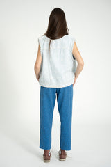 Waistcoat | Light blue denim w/ zebra print