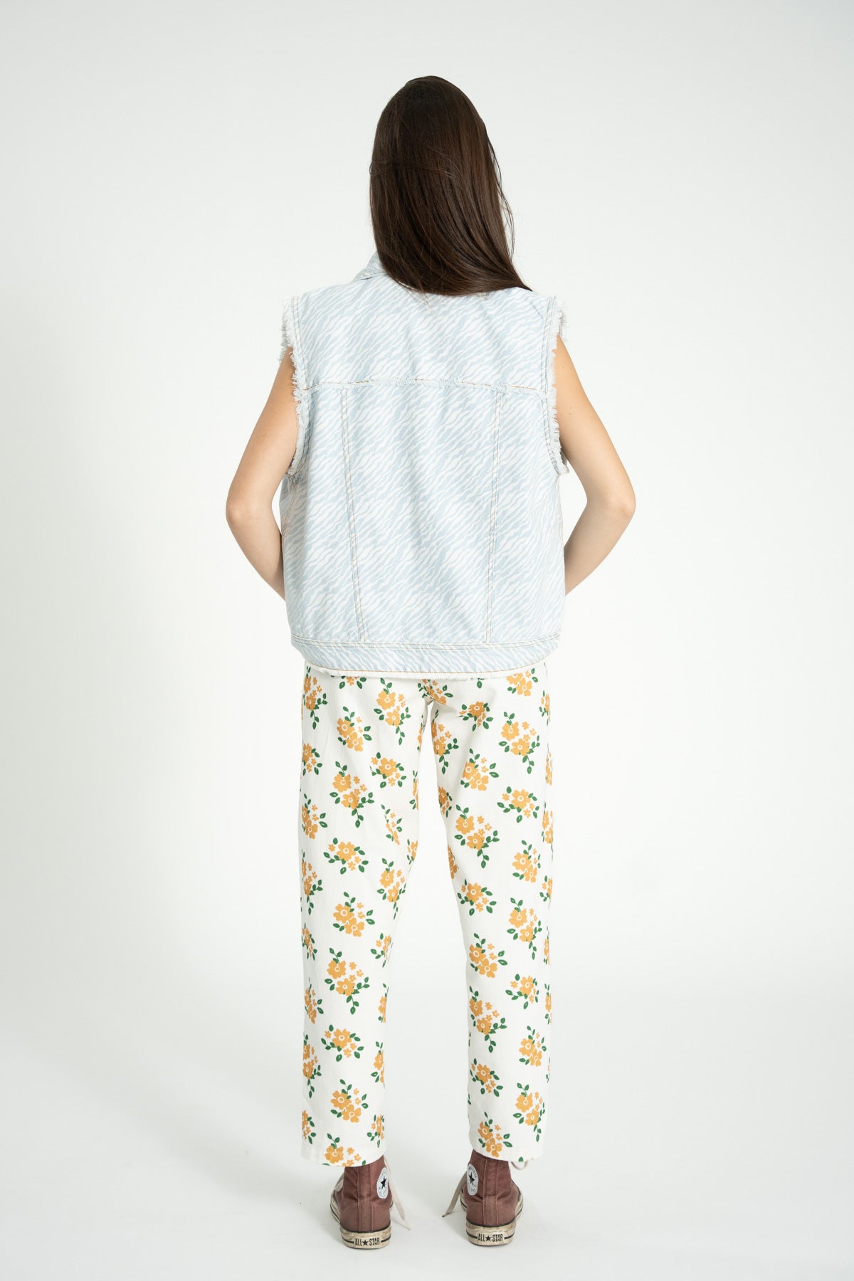 Trousers | Ecru w/ mustard flowers