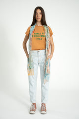 Trousers | Light blue denim w/ zebra print