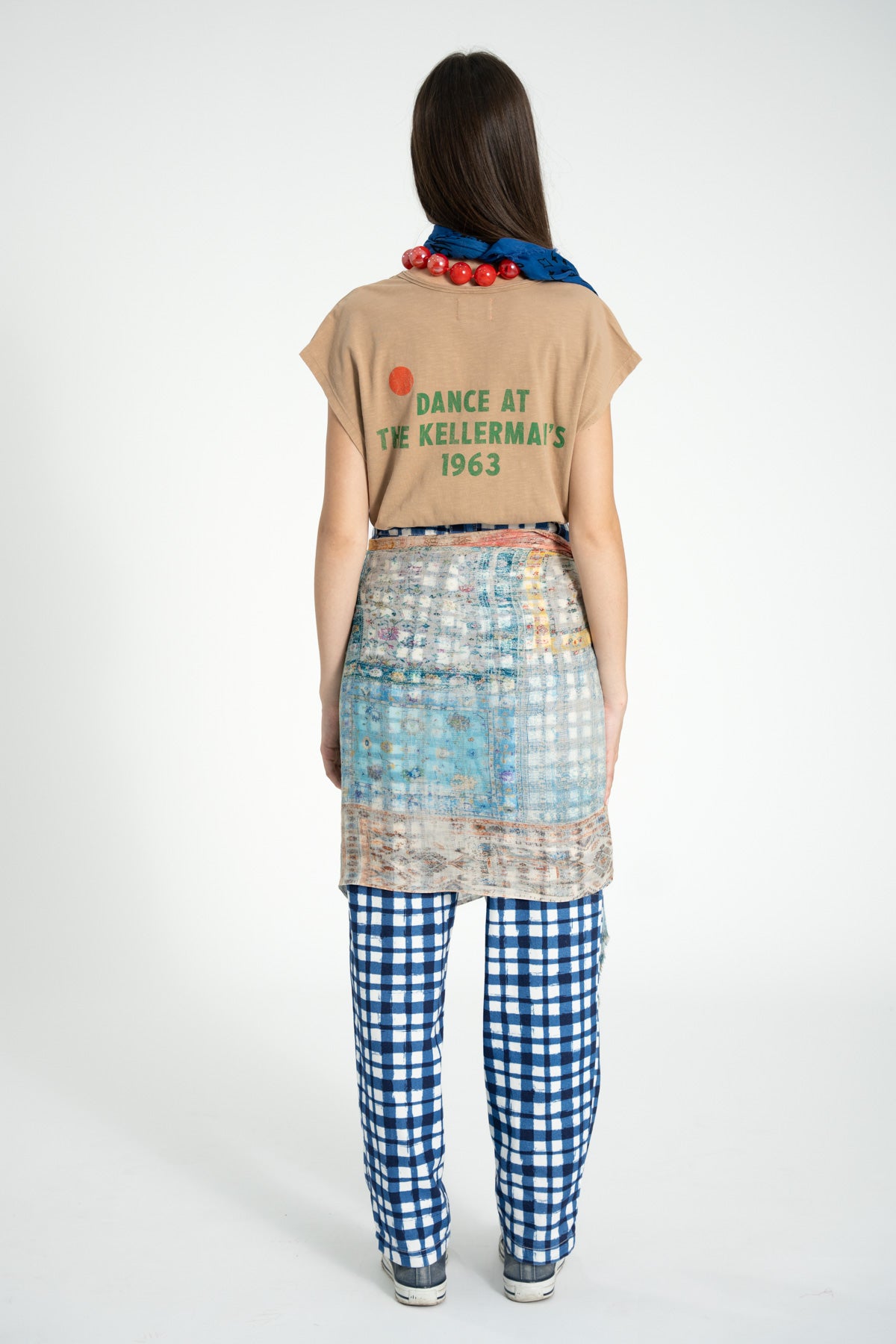 Trousers | Blue & ecru squares