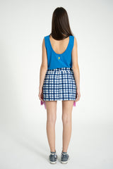 Short skirt | Blue & ecru squares