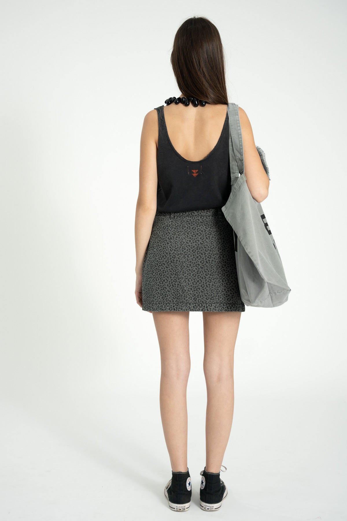 Short skirt | Grey w/ animal print