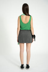 Top w/ v-neck | Green linen