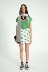 Short sleeve t-shirt w/ deep round neck | Green w/ "2 tango" print