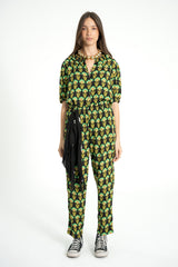 Trousers | Black w/ green flowers