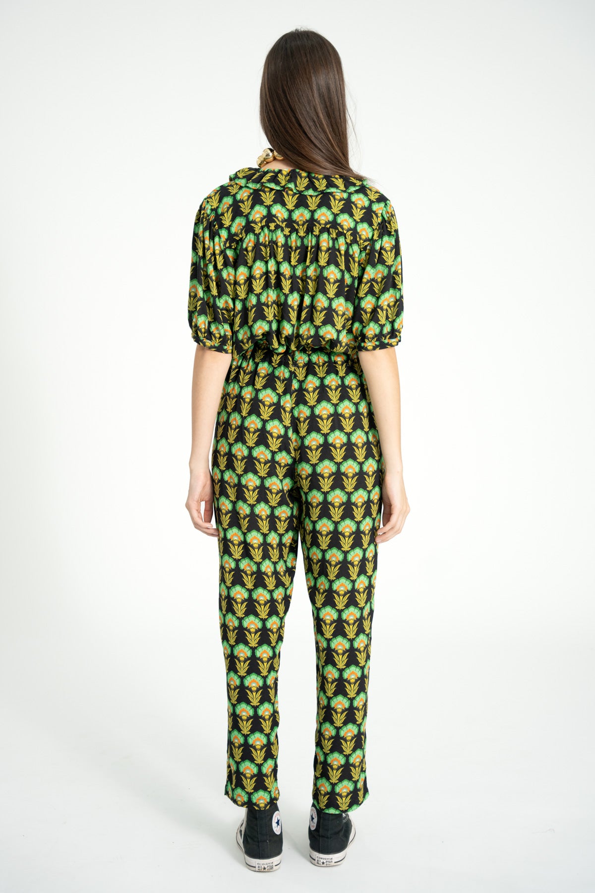 Trousers | Black w/ green flowers