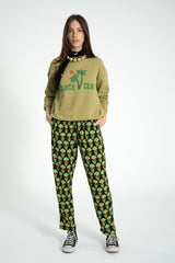 Trousers | Black w/ green flowers