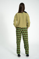 Trousers | Black w/ green flowers