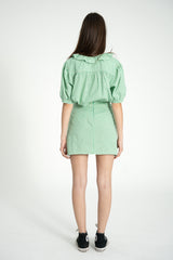 Short skirt | Green & ecru checkered