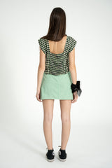 Sleeveless blouse | Black w/ ecru flowers