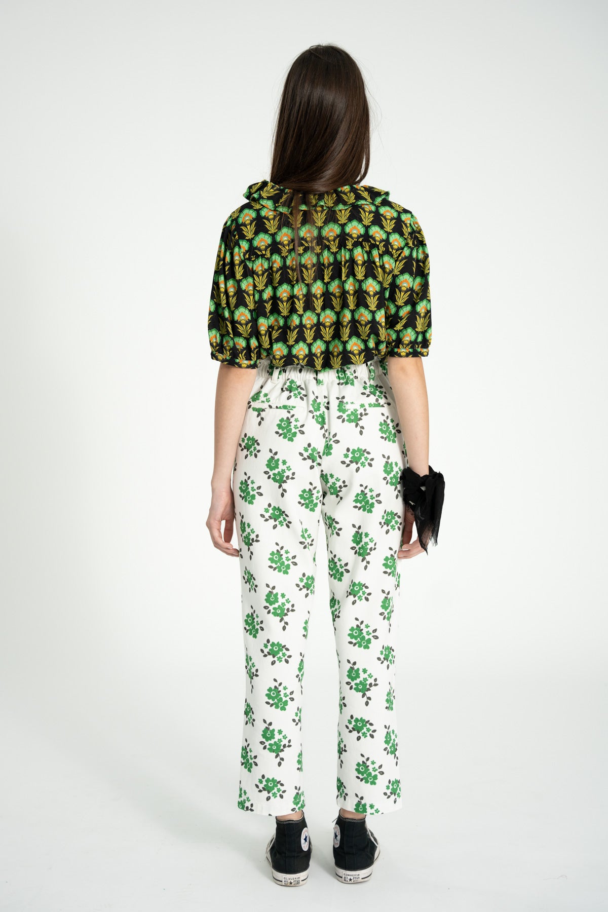 Trousers |  Ecru w/ green flowers