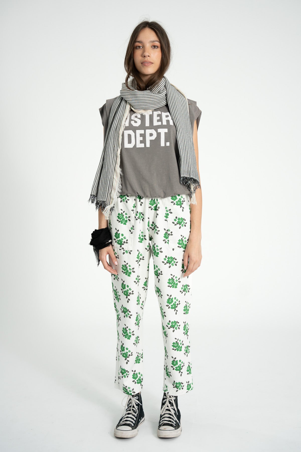Trousers |  Ecru w/ green flowers