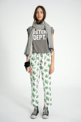 Trousers |  Ecru w/ green flowers