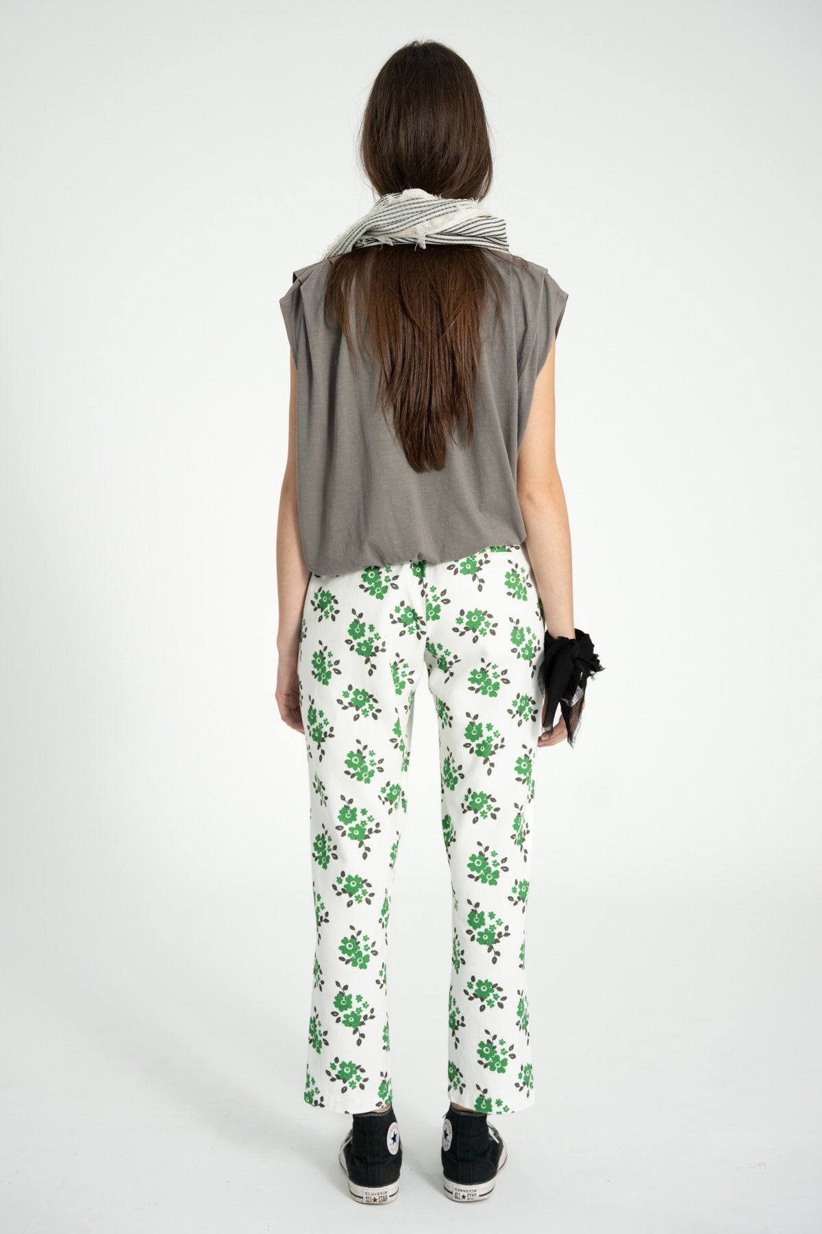Trousers |  Ecru w/ green flowers