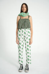 Top w/ straps | Black w/ ecru flowers