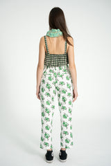Top w/ straps | Black w/ ecru flowers