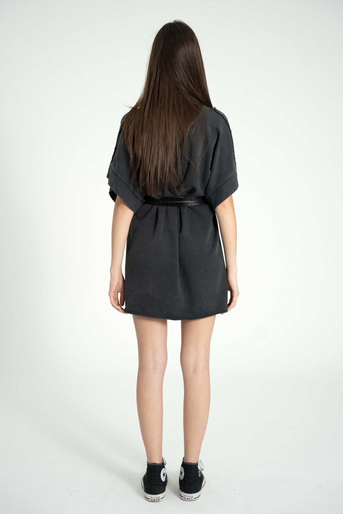 Tshirt dress | Washed black w/ "dance society" print