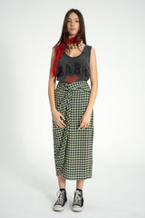 Long wrap skirt | Black w/ ecru flowers